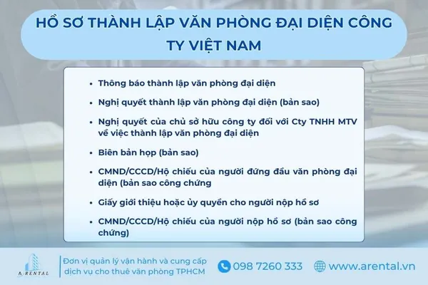 Hồ sơ thành lập văn phòng đại diện công ty Việt Nam.