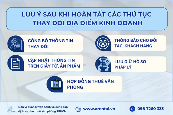 Lưu ý sau khi hoàn tất các thủ tục thay đổi địa điểm kinh doanh.