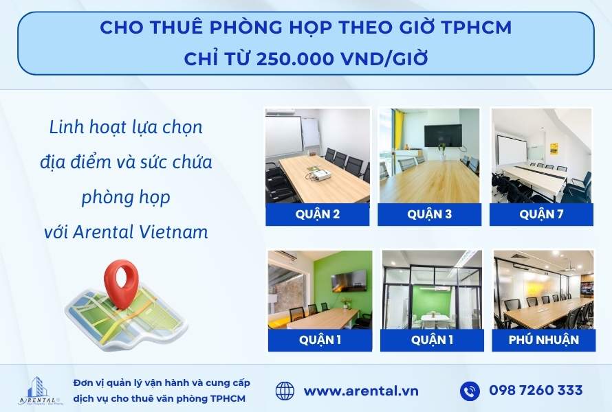 Giới thiệu phòng họp cho thuê theo giờ do Arental Vietnam cung cấp.