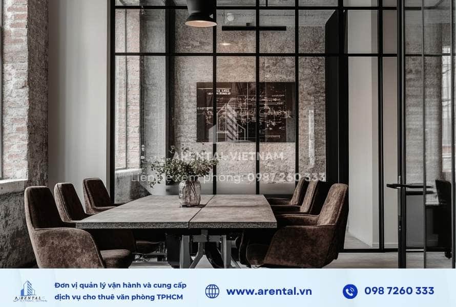 Không gian phòng họp nhỏ được thiết kế mang đậm phong cách Industrial.