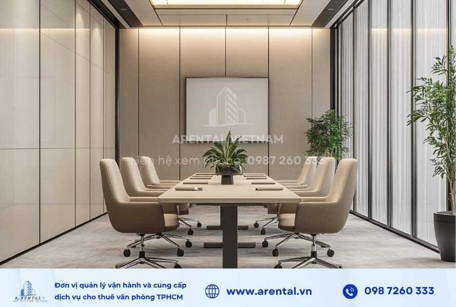 Phòng họp diện tích nhỏ được phối màu theo phong cách Bắc Âu.