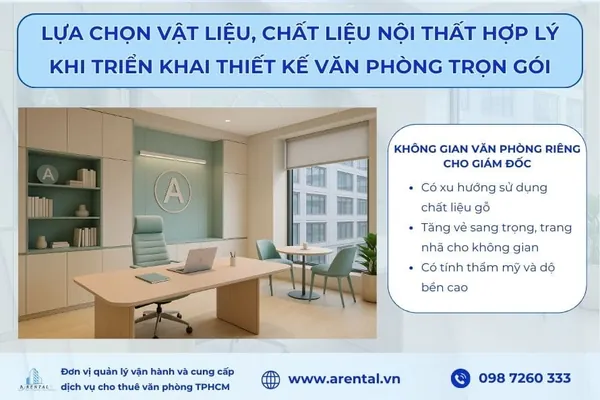 Hạng mục thiết kế văn phòng giám đốc với chất liệu gỗ.