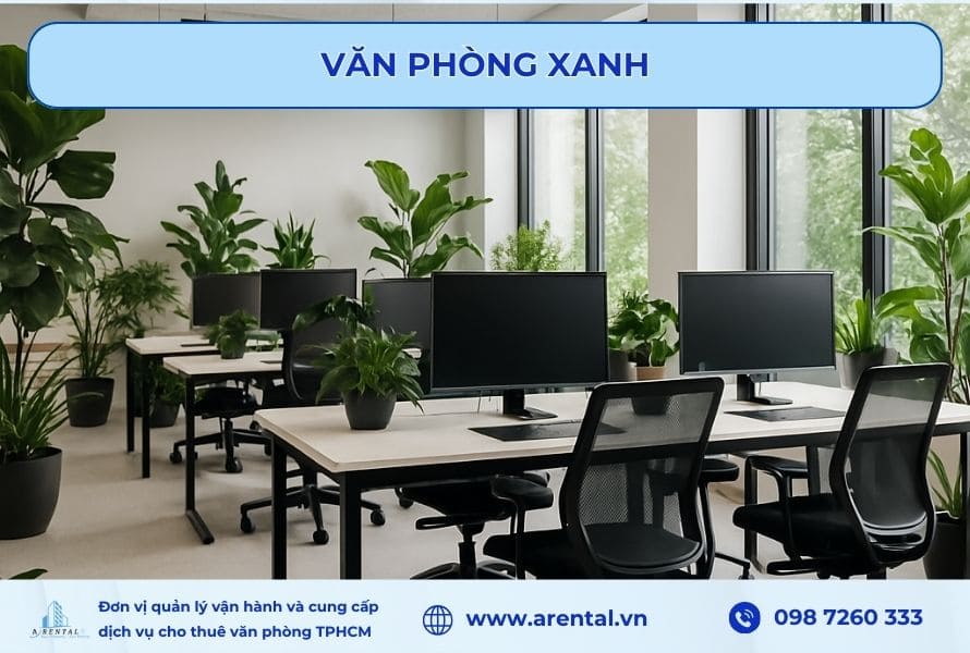 Thiết kế văn phòng trọn gói với không gian làm việc với nhiều cây xanh.