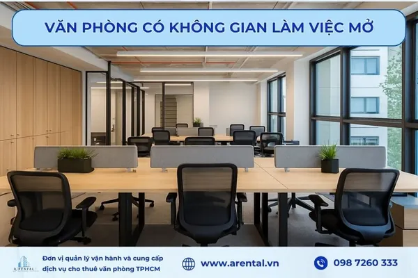 Hình ảnh văn phòng được thi công nội thất văn phòng trọn gói theo hướng không gian mở.