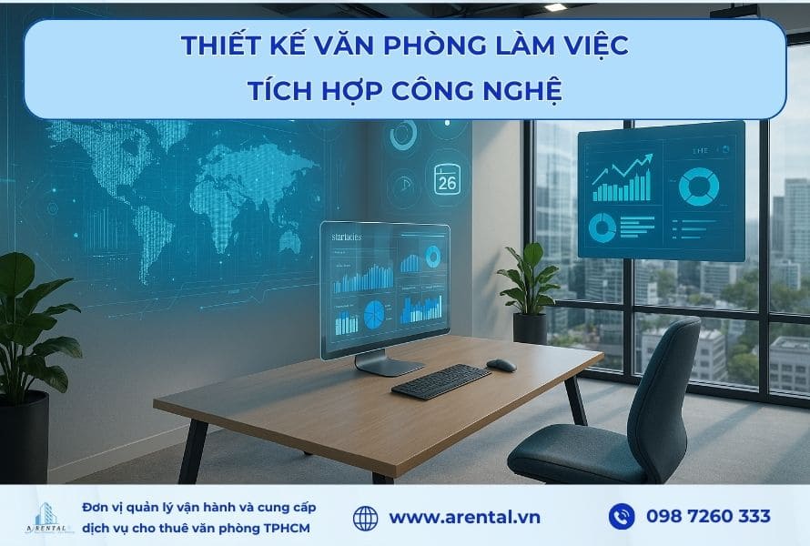 Văn phòng làm việc được thiết kế tích hợp các thiết bị công nghệ hiện đại.