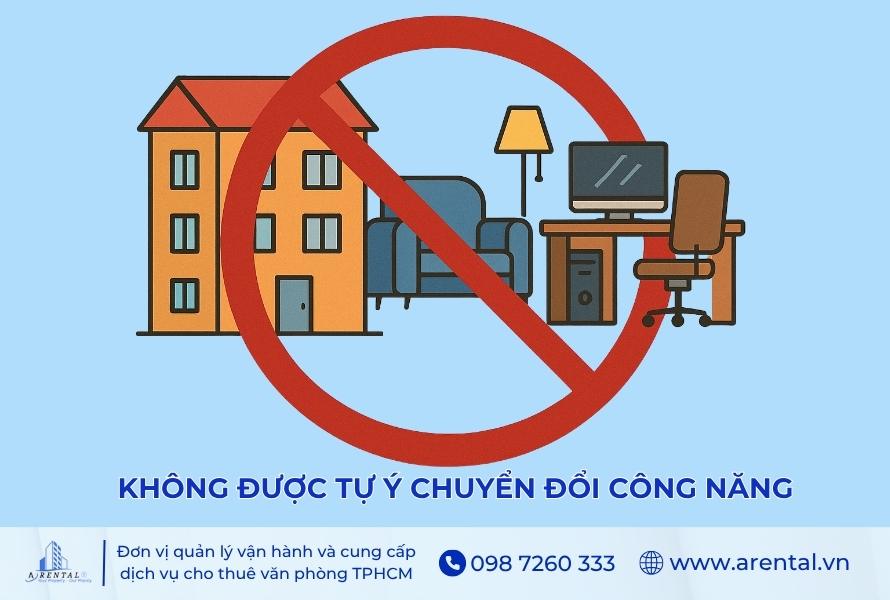 Không được tự ý chuyển đổi công năng của căn hộ không được phép dùng kinh doanh làm trụ sở công ty.