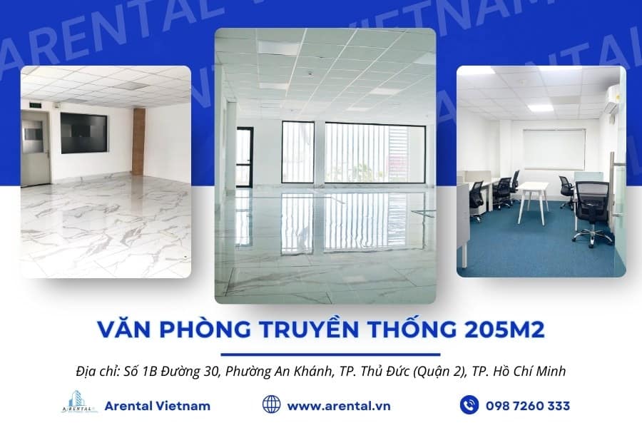 Giới thiệu sàn trống diện tích 205m2 cho thuê làm mặt bằng văn phòng