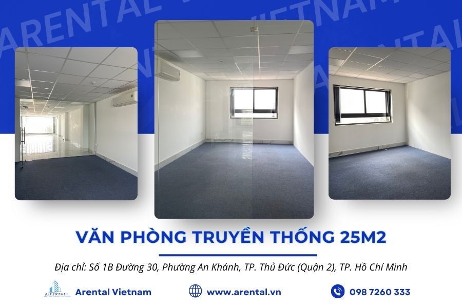 Cho thuê văn phòng 25m2 tại quận 2 Arental Vietnam giá ưu đãi chỉ 13.500.000 VND/tháng.