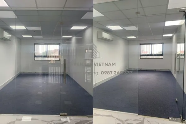 Cửa kính ra vào chắc chắn của văn phòng 25m2 quận 2 A Space Office.
