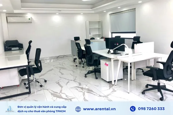 Tổng thể góc nhìn của sàn trống cho thuê làm văn phòng diện tích 38m2 tại chi nhánh Quận 2