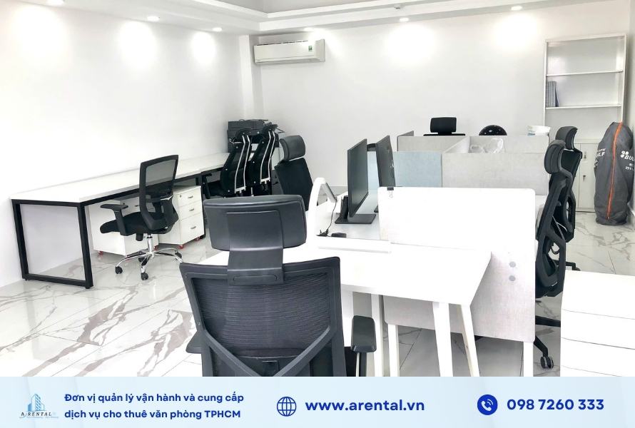 Mô phỏng bố trí nội thất vào văn phòng cho thuê diện tích 38m2 Quận 2