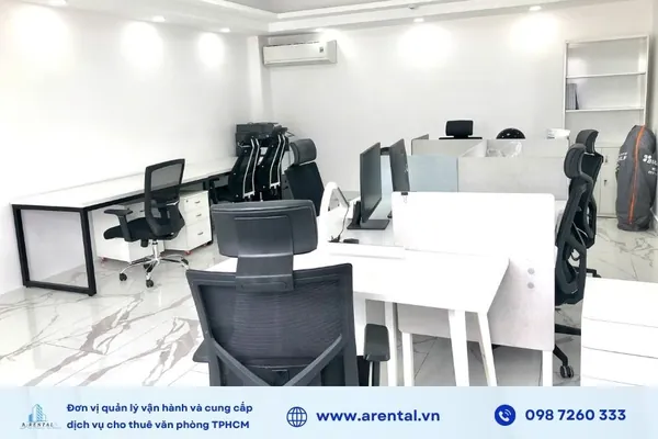 Mô phỏng bố trí nội thất vào văn phòng cho thuê diện tích 38m2 Quận 2