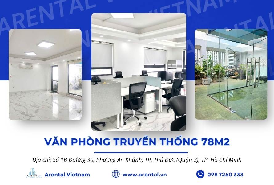Giới thiệu diện tích 78m2 sàn trống cho thuê làm mặt bằng văn phòng tại Quận 2