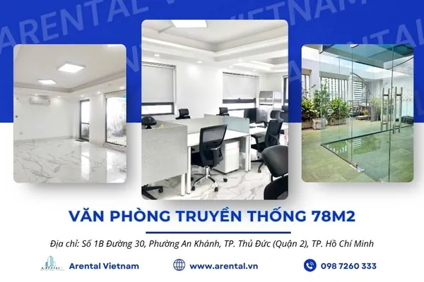 Giới thiệu diện tích 78m2 sàn trống cho thuê làm mặt bằng văn phòng tại Quận 2 