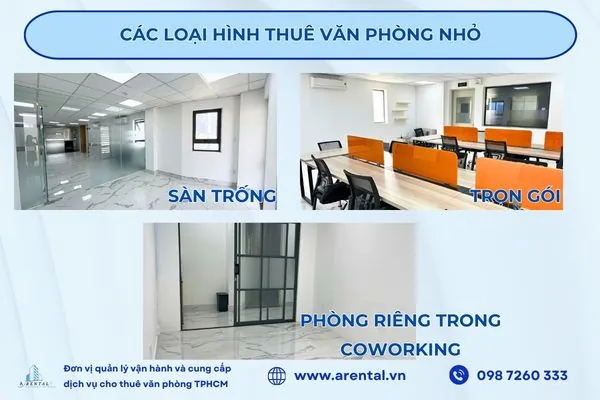 Các mô hình thuê văn phòng nhỏ phổ biến.