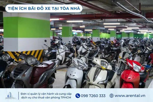Khu vực hầm để xe tại tòa nhà văn phòng.