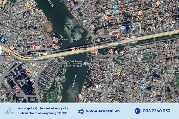 Vị trí của cầu Sài Gòn trên Google Maps.