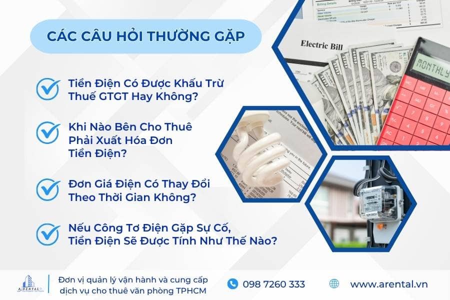 Các câu hỏi thường gặp về cách tính tiền điện thuê văn phòng.