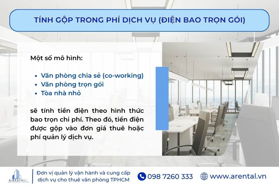 Tính tiền điện gộp trong phí dịch vụ.