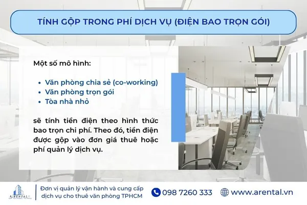 Tính tiền điện gộp trong phí dịch vụ.