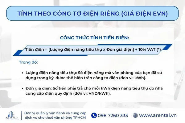 Công thức tính tiền điện theo công tơ riêng.
