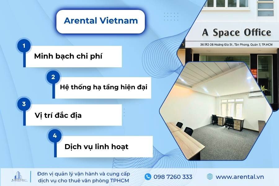 Arental Vietnam cho thuê văn phòng minh bạch chi phí.