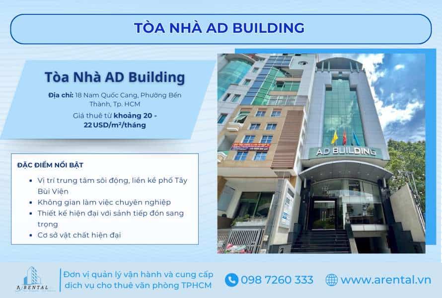 AD Building mang đến môi trường làm việc chuyên nghiệp tại trung tâm sôi động Quận 1.
