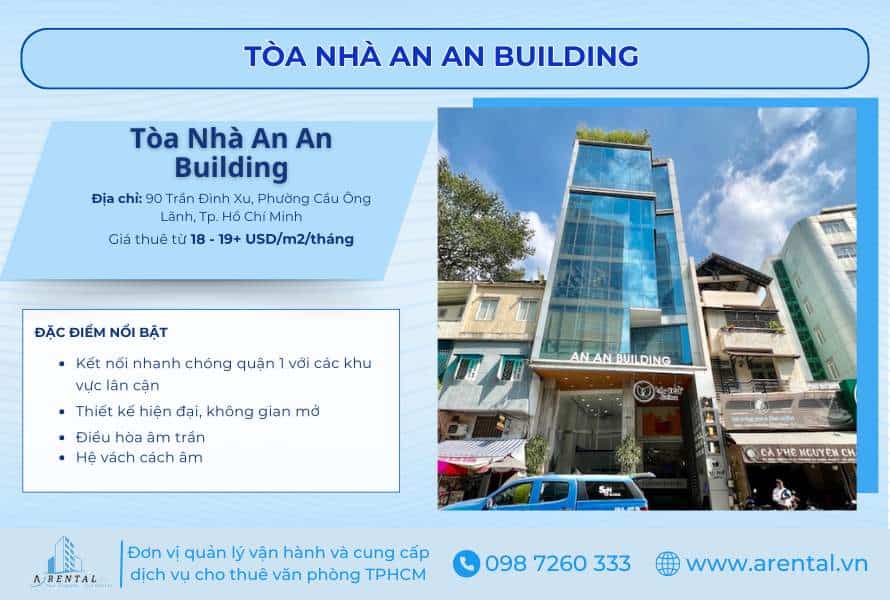 An An Building mang đến không gian làm việc yên tĩnh và tiện nghi giữa trung tâm Quận 1.