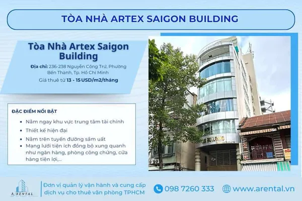 Artex Saigon Building tọa lạc tại khu tài chính Nguyễn Công Trứ, lý tưởng cho doanh nghiệp dịch vụ.