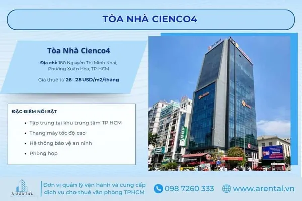 Cienco4 Tower – Văn phòng hạng B hiện đại giữa trung tâm Quận 3.