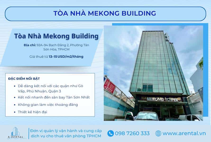 Mekong Building tọa lạc gần sân bay Tân Sơn Nhất, thuận tiện cho các doanh nghiệp logistics và công nghệ.