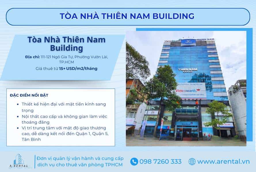 Thiên Nam Building cung cấp không gian làm việc hiện đại, thuận tiện giao thương.