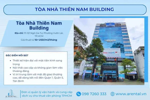 Thiên Nam Building cung cấp không gian làm việc hiện đại, thuận tiện giao thương.