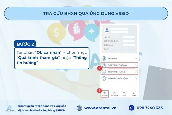 Chọn mục quá trình tham gia hoặc thông tin hưởng.