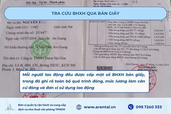 Thông tin trên sổ BHXH bản giấy.