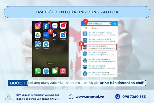 Tìm kiếm trang Zalo BHXH tương ứng.