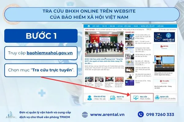 giao diện trang chủ bhxh việt nam chọn mục tra cứu trực tuyến