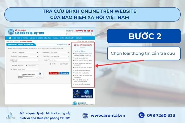 Chọn loại thông tin cần tra cứu.