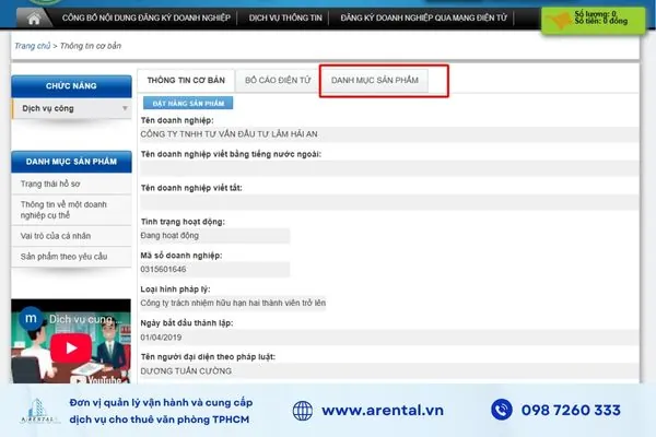 Truy cập thông tin và chọn danh mục tra cứu mẫu dấu.
