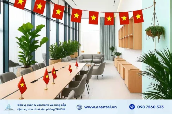 Bố trí góc check-in nhỏ ngay tại khu vực bàn làm việc chung mang lại giải pháp phù hợp cho văn phòng diện tích hạn chế.