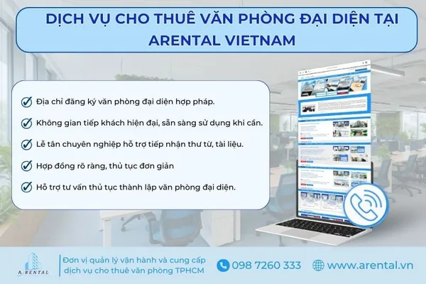 Dịch vụ cho thuê văn phòng đại diện tại Arental Vietnam.