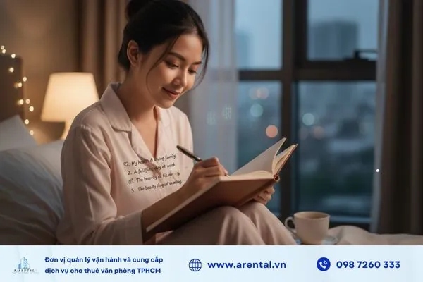 Viết ba điều biết ơn mỗi tối để nuôi dưỡng tích cực.