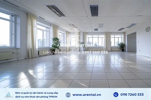 Kết cấu sàn, trần và hệ thống cửa kính của văn phòng 90m2
