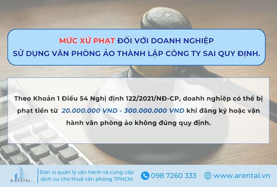 Mức xử phạt đối với doanh nghiệp sử dụng văn phòng ảo thành lập công ty sai quy định.