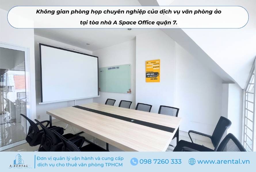 Không gian phòng họp chuyên nghiệp của dịch vụ văn phòng ảo tại tòa nhà A Space Office quận 7.