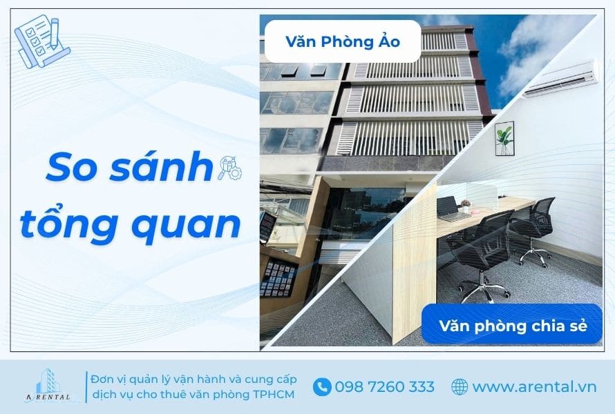 So sánh tổng quan văn phòng ảo và văn phòng chia sẻ.