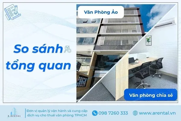 So sánh tổng quan văn phòng ảo và văn phòng chia sẻ.