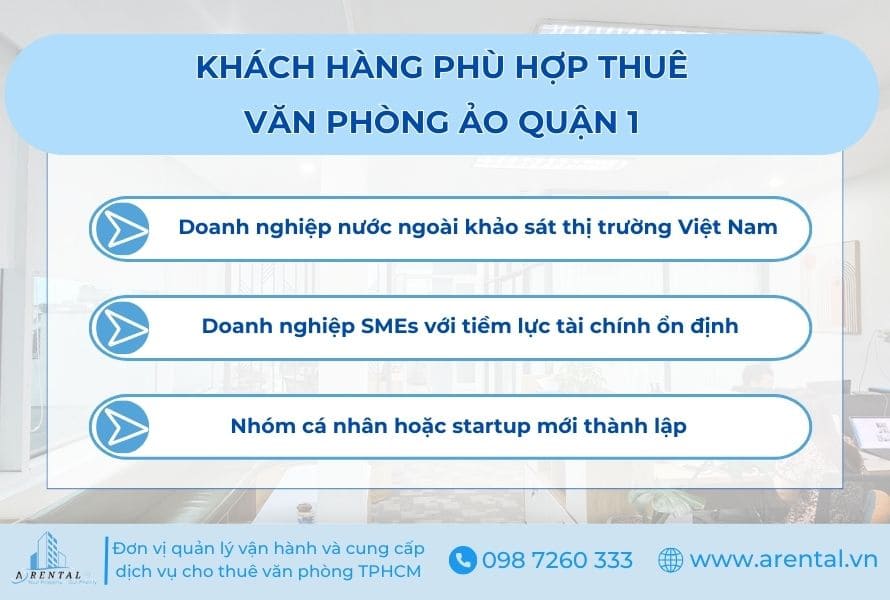 Đối tượng khách hàng thuê văn phòng ảo quận 1 tại Arental Vietnam.