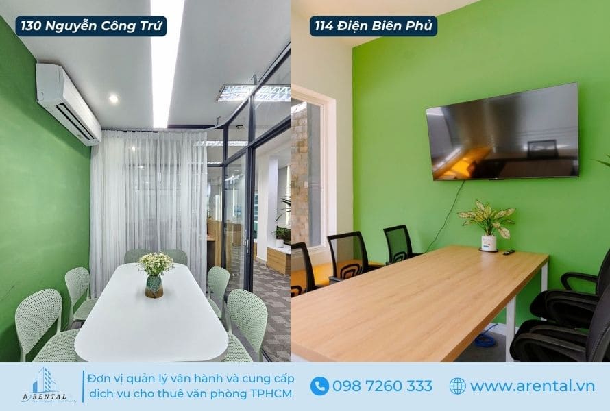 Phòng họp trang bị đầy đủ nội thất phù hợp cho tối đa 7 người.
