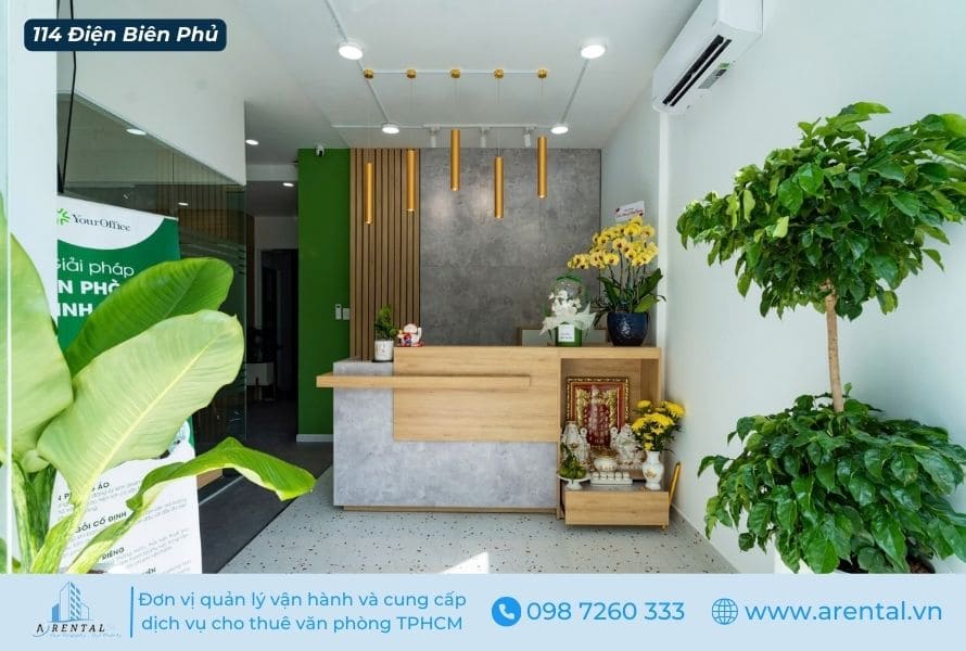 Sảnh lễ tân chuyên nghiệp tại văn phòng ảo quận 1.